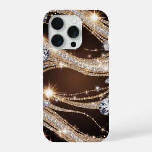 Gold and diamond wave patterns iPhone 15 pro case