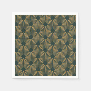 Gold and Emerald Green Art Deco Pattern Napkin
