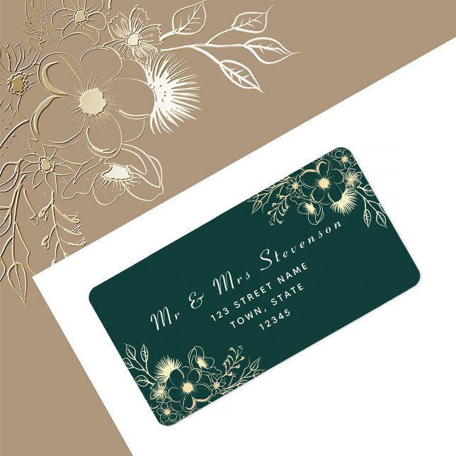 Gold and Emerald Green Return Address Label (Creator Uploaded)