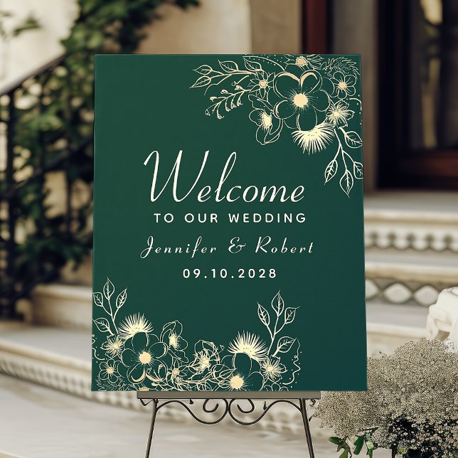 Gold and Emerald Green Wedding Welcome Poster (Creator Uploaded)