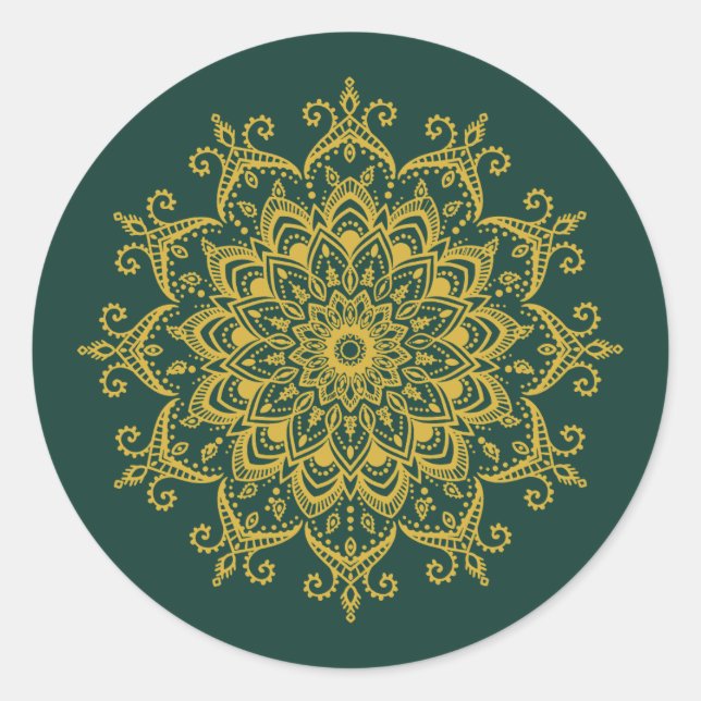 Gold and Emerald Mehendi Henna Envelope Seal (Front)