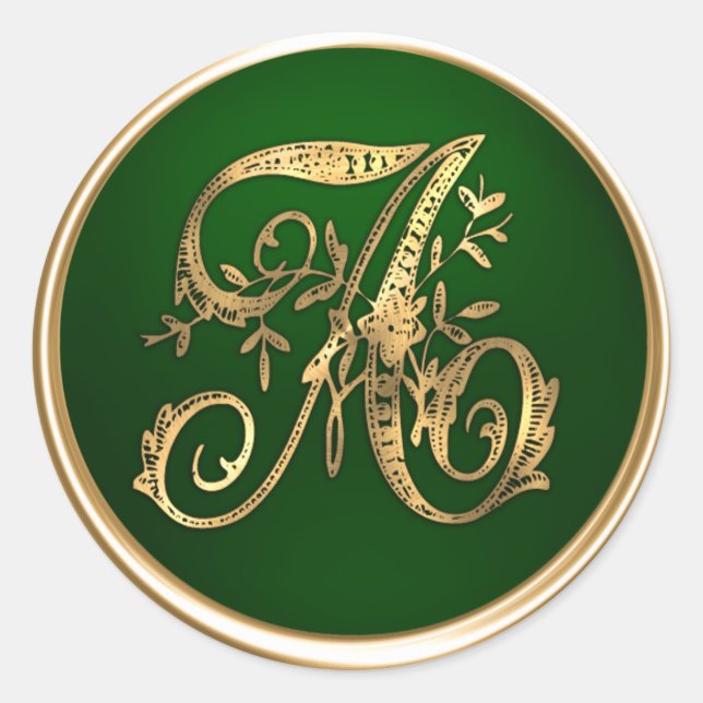 Gold and Emerald Monogram A Envelope Seal (Front)