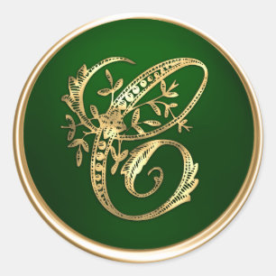 Gold and Emerald Monogram C Envelope Seal