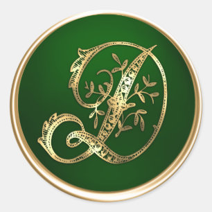 Gold and Emerald Monogram D Envelope Seal