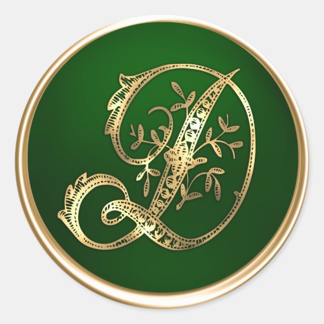 Gold and Emerald Monogram D Envelope Seal (Front)