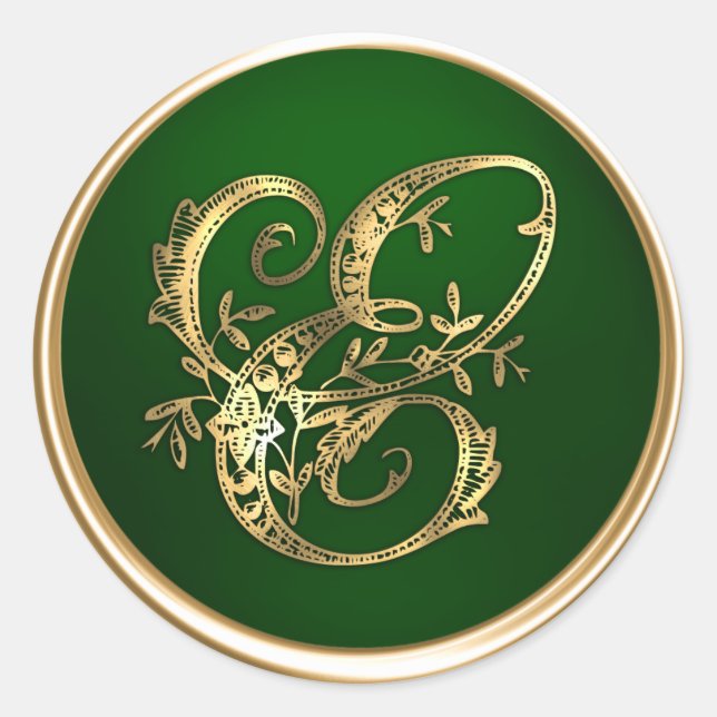 Gold and Emerald Monogram E Envelope Seal (Front)