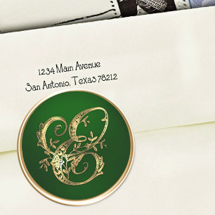 Gold and Emerald Monogram E Envelope Seal