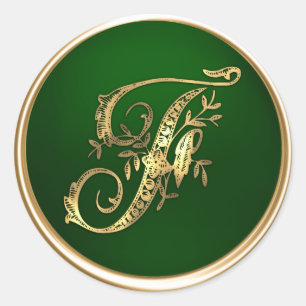 Gold and Emerald Monogram F Envelope Seal