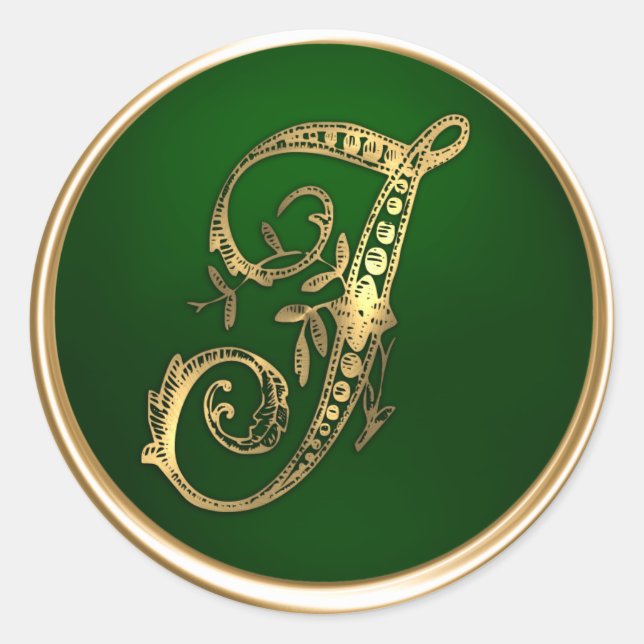 Gold and Emerald Monogram J Envelope Seal (Front)
