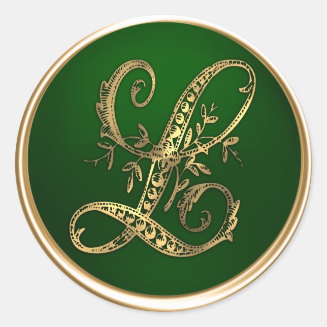 Gold and Emerald Monogram L Envelope Seal (Front)