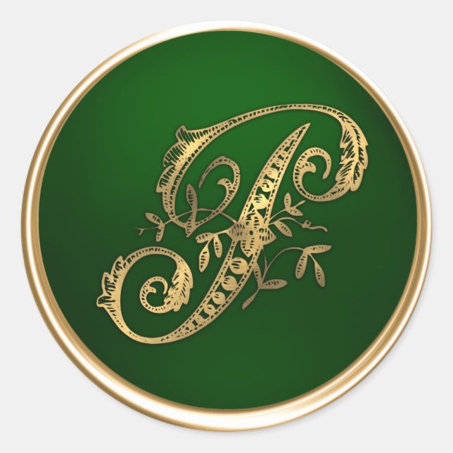Gold and Emerald Monogram P Envelope Seal (Front)