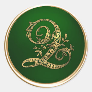 Gold and Emerald Monogram Q Envelope Seal