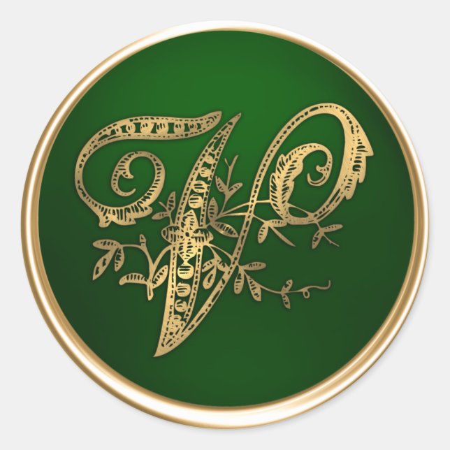 Gold and Emerald Monogram V Envelope Seal (Front)