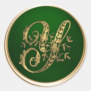 Gold and Emerald Monogram Y Envelope Seal