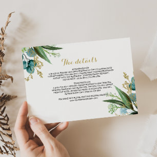 Gold and Eucalyptus Wedding Details Insert Card