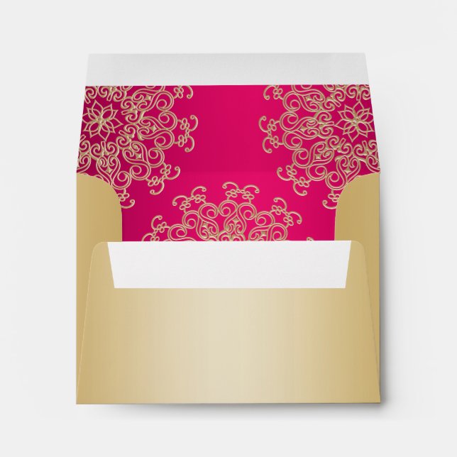 Gold and Fuchsia Indian Style Envelopes (Back (Bottom))