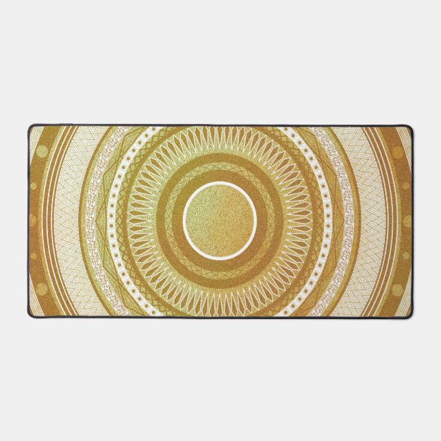 Gold and Glitter Mandala Desk Mat (Front)