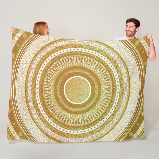 Gold and Glitter Mandala Fleece Blanket (In Situ)