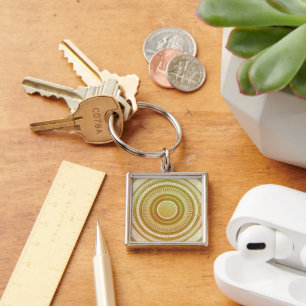 Gold and Glitter Mandala Key Ring