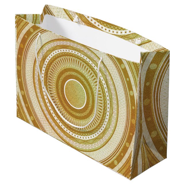 Gold and Glitter Mandala Large Gift Bag (Back Angled)