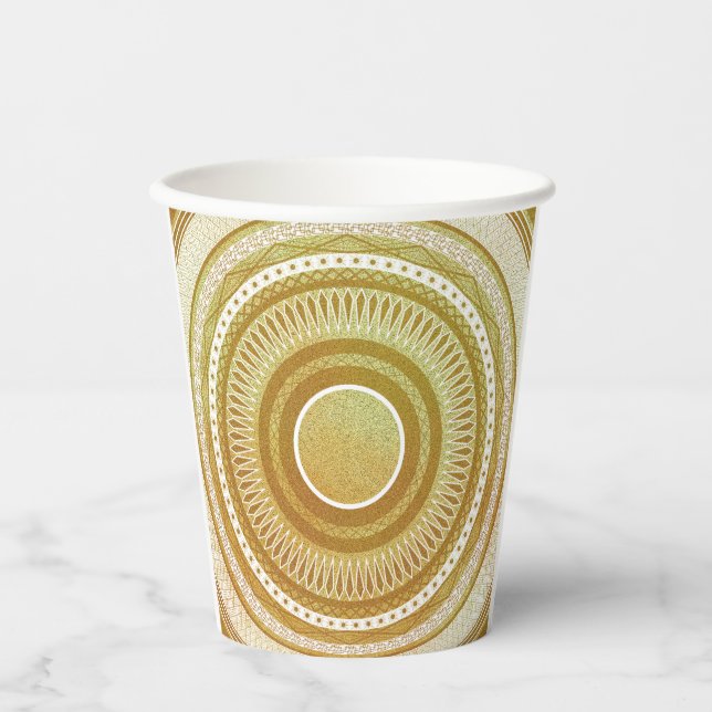 Gold and Glitter Mandala Paper Cups (Front)
