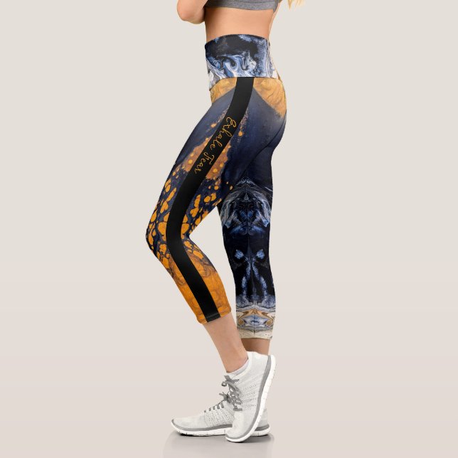 Gold and Glitter marble texture Sculpted Serenity Capri Leggings (Left)
