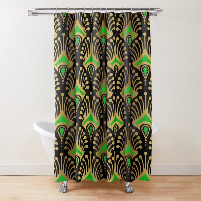 Gold and green Art Deco pattern Shower Curtain (Creator Uploaded)