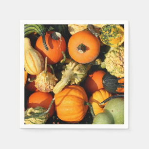 Gold and Green Autumn Gourds, Harvest Napkin