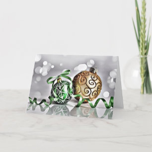Gold and Green Baubles Card