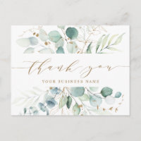 Gold and Green Botanical Business Thank You