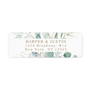 Gold and Green Botanical Return Address Label