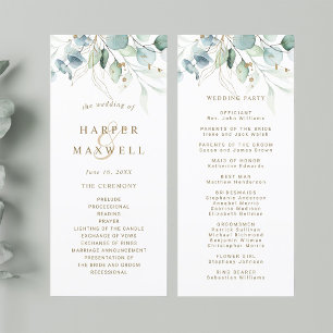 Gold and Green Botanical Wedding Ceremony Program