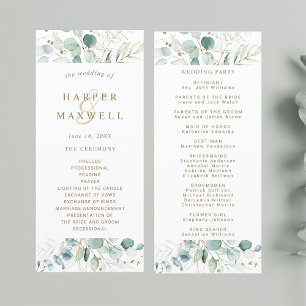 Gold and Green Botanical Wedding Ceremony  Program