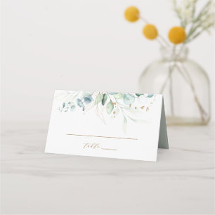 Gold and Green Botanical Wedding Personalised Place Card