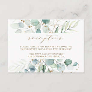 Gold and Green Botanical Wedding Reception Enclosu Enclosure Card
