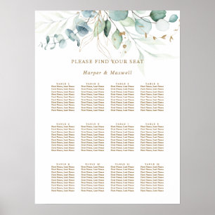 Gold and Green Botanical Wedding Seating Chart