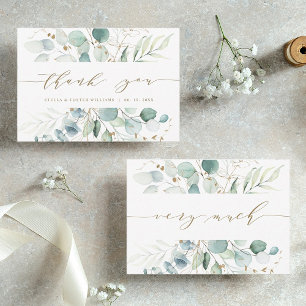 Gold and Green Botanical Wedding Thank You Card