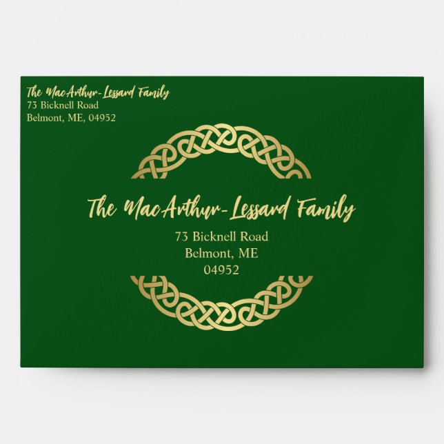 Gold and Green Celtic Envelope (Front)