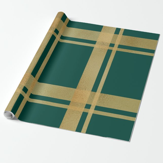 Gold and Green Christmas Wrapping Paper (Unrolled)