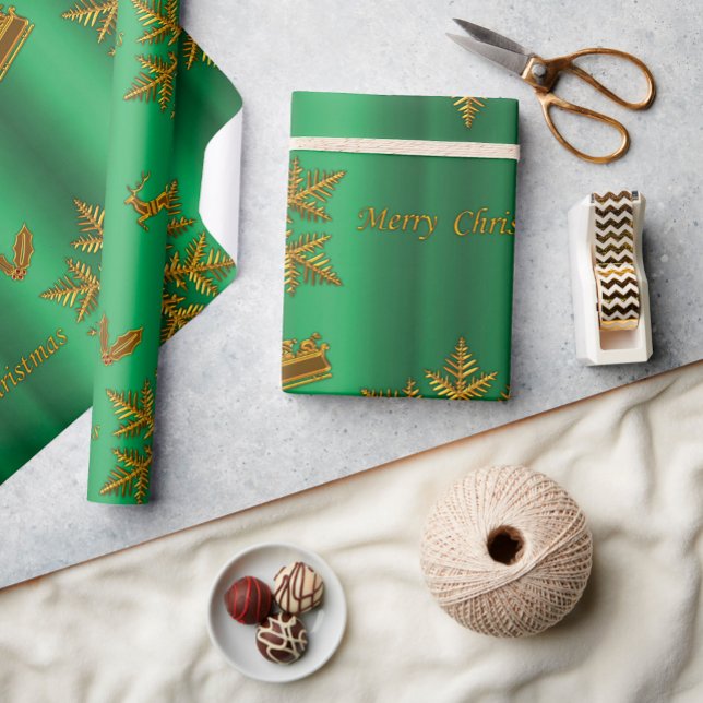 Gold and Green Christmas Wrapping Paper (Creator Uploaded)