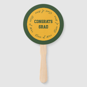 Gold and Green Congrats Grad Class of 2023 Hand Fan