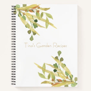 Gold and Green Foliage Recipe Organiser Notebook