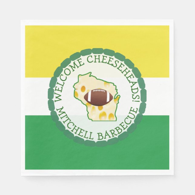 Gold and Green Football Wisconsin Colours Party Napkin (Front)