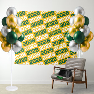 Gold and Green Graduation Backdrop Tapestry