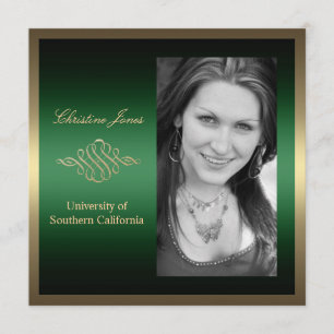 Gold and GREEN Graduation Invitation