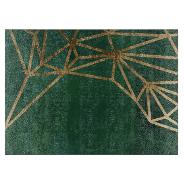 Gold and Green Jungle Web Cutting Board (Front)
