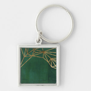 Gold and Green Jungle Web Key Ring