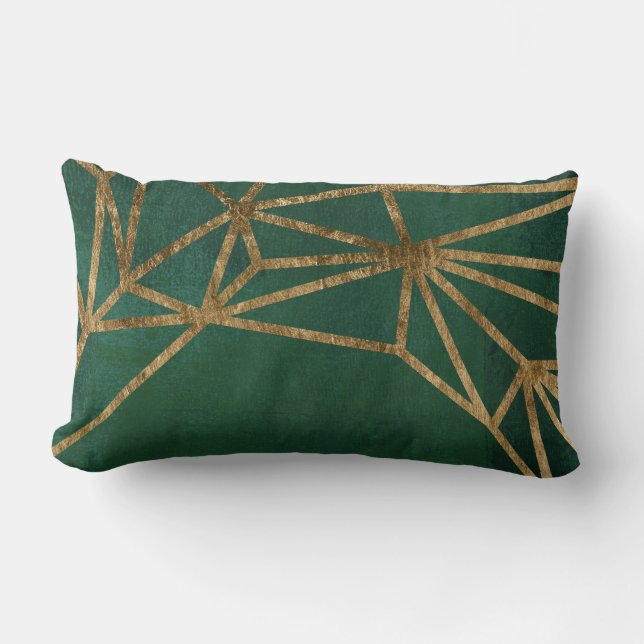 Gold and Green Jungle Web Lumbar Cushion (Front)