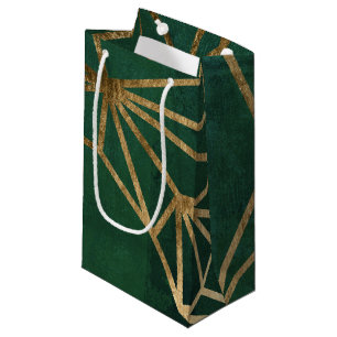 Gold and Green Jungle Web Small Gift Bag