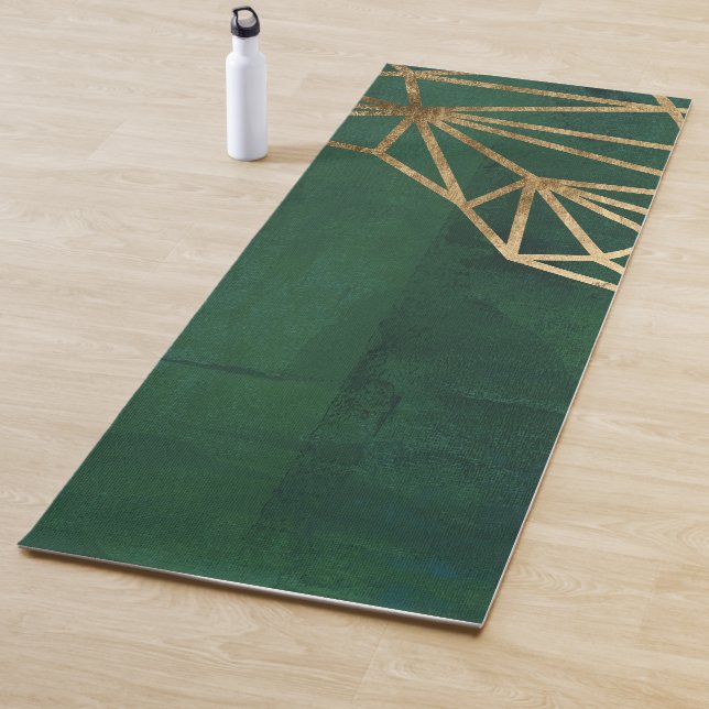 Gold and Green Jungle Web Yoga Mat (In Situ)